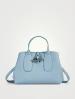 Medium Roseau Leather Top Handle Bag