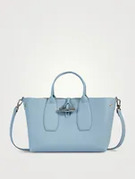 Medium Roseau Leather Top Handle Bag