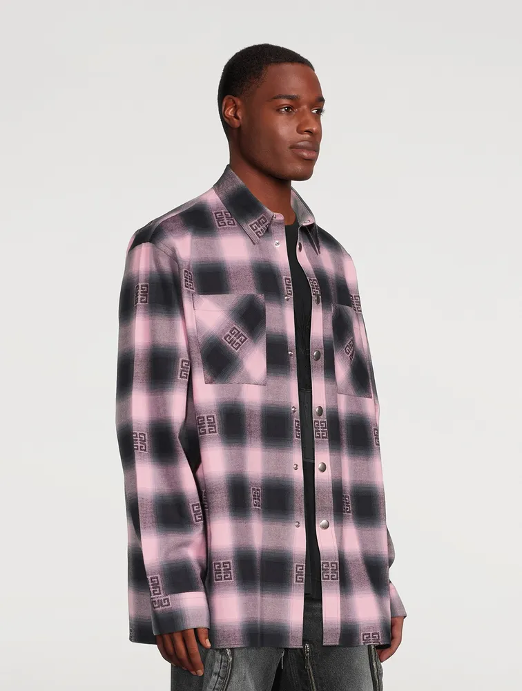 Cotton Oversized Shirt Plaid Print