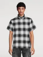 Short-Sleeve Oversized Shirt Plaid Print