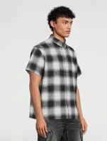 Short-Sleeve Oversized Shirt Plaid Print