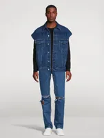 Destroyed Denim Straight-Leg Jeans