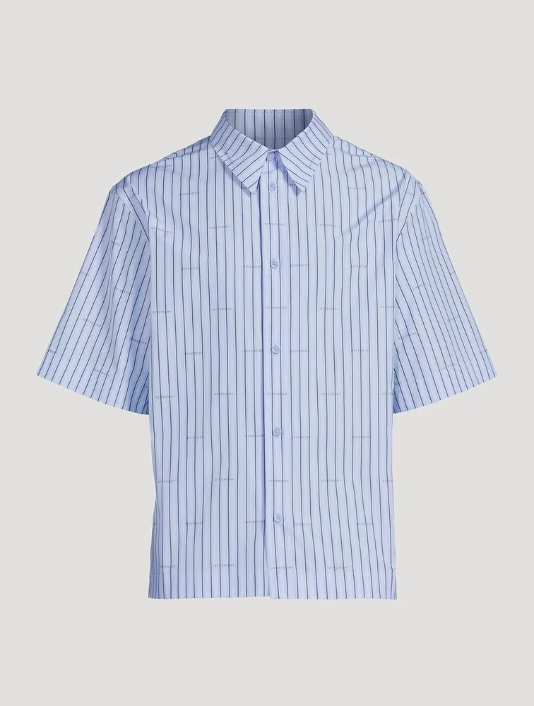 Poplin Short-Sleeve Shirt Striped Print