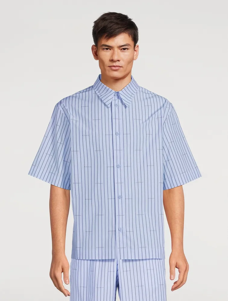 Poplin Short-Sleeve Shirt Striped Print