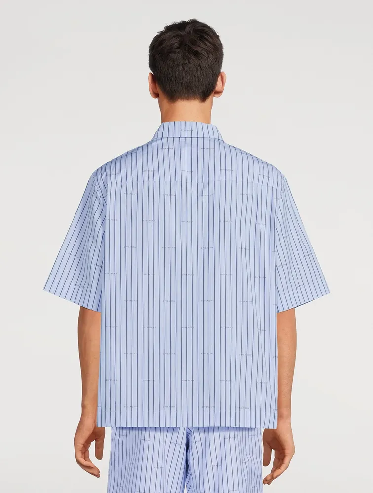 Poplin Short-Sleeve Shirt Striped Print