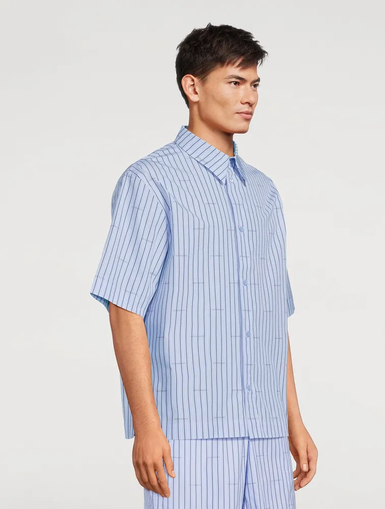 Poplin Short-Sleeve Shirt Striped Print