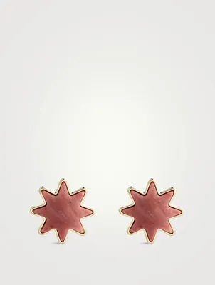 Oryon Stud Earrings With Pink Rhodonite