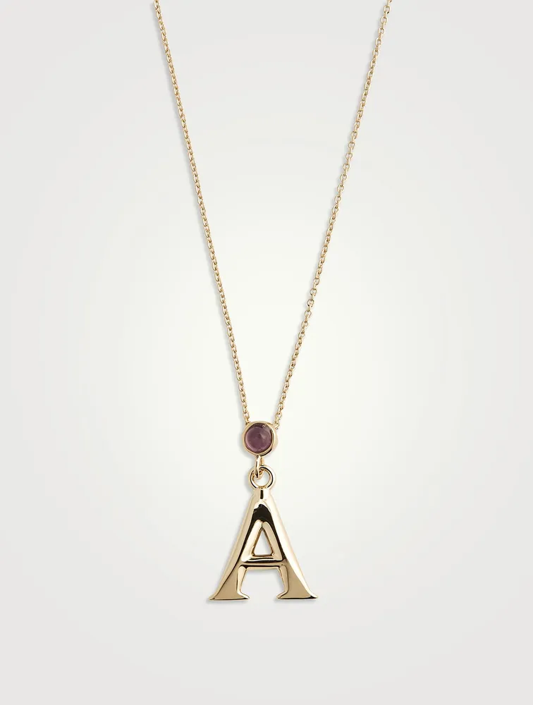 Alphabet A Necklace With Amethyst