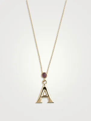 Alphabet A Necklace With Amethyst