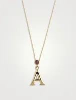Alphabet A Necklace With Amethyst