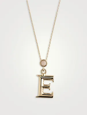 Alphabet E Necklace With Rose Quartz