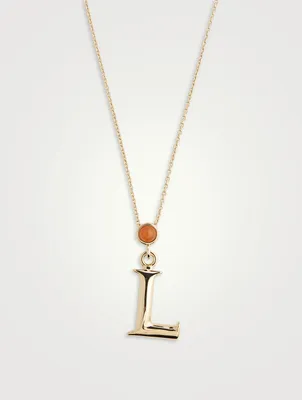 Alphabet L Necklace With Aventurine