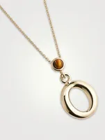 Alphabet O Necklace With Tiger's Eye