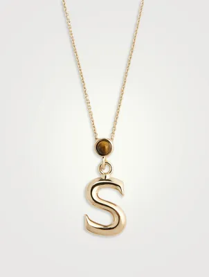 Alphabet S Necklace With Tiger's Eye