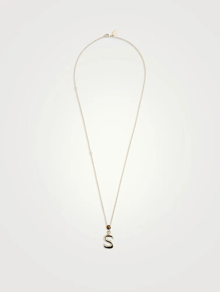 Alphabet S Necklace With Tiger's Eye