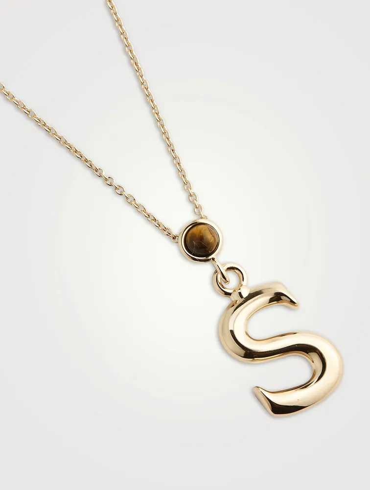 Alphabet S Necklace With Tiger's Eye