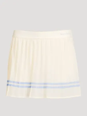 Serif Logo Pleated Tennis Skirt