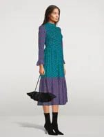 Jules Smocked Midi Dress Ripple Print