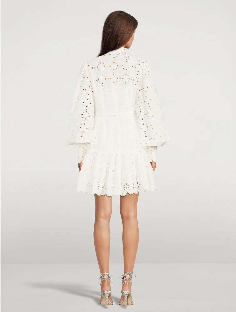 Evie Embroidered Broderie Mini Dress