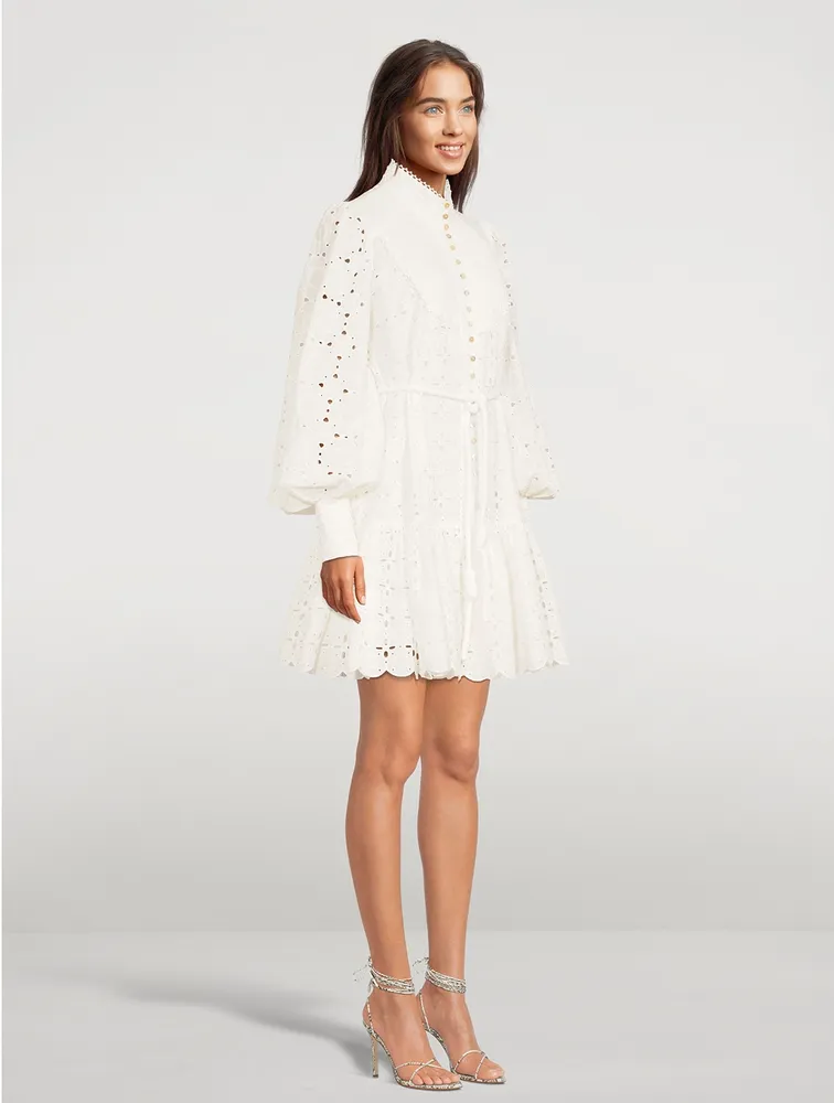 Evie Embroidered Broderie Mini Dress