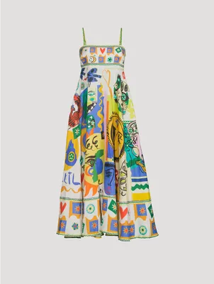 Soleil Printed Linen Midi Dress