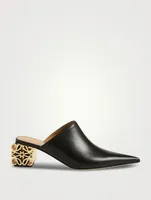 Anagram-Heel Leather Mules