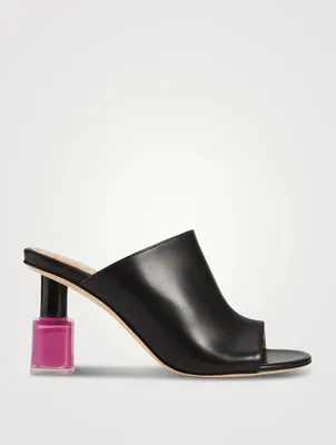 Nail Polish Heel Leather Mules