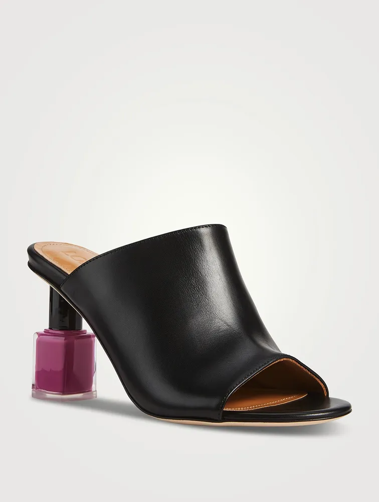 Nail Polish Heel Leather Mules