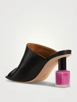 Nail Polish Heel Leather Mules