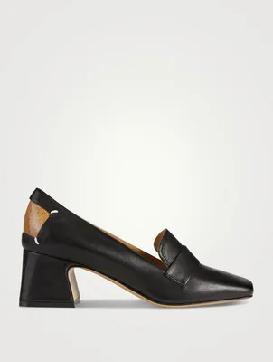 Square-Toe Leather Loafers
