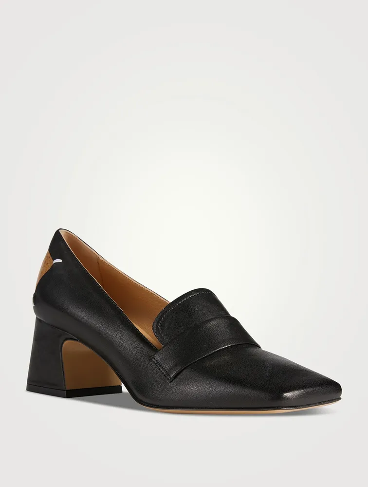 Square-Toe Leather Loafers