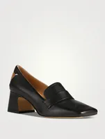 Square-Toe Leather Loafers