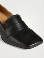 Square-Toe Leather Loafers