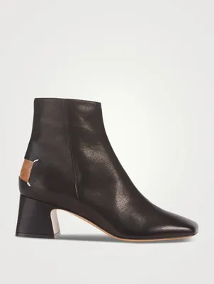 Square-Toe Leather Ankle Boots
