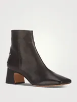 Square-Toe Leather Ankle Boots