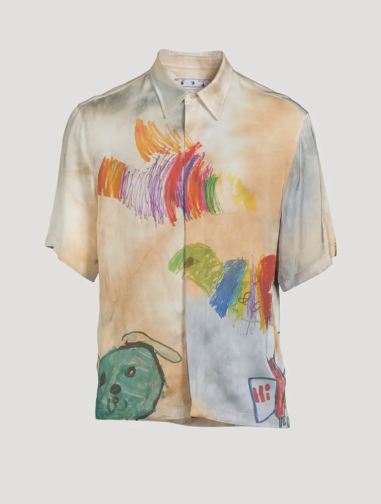 Cartoon Satin Short-Sleeve Shirt