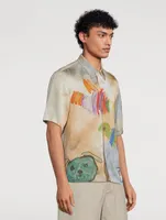 Cartoon Satin Short-Sleeve Shirt