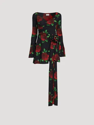Off-The-Shoulder Mini Dress Floral Print