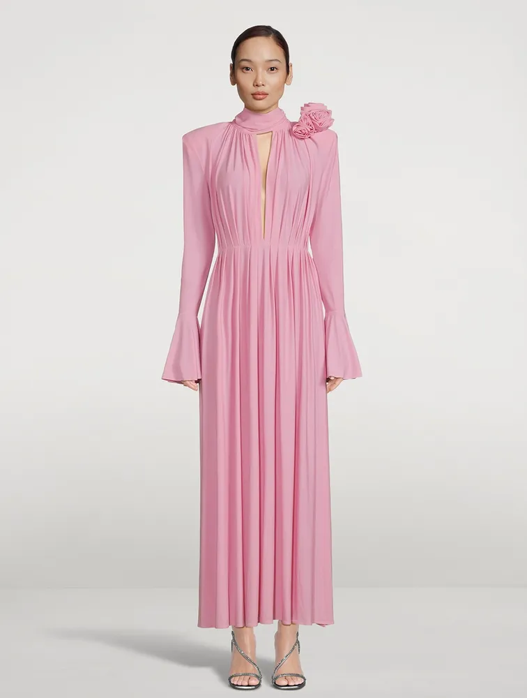 Pleated Crepe Jersey Maxi Dress