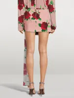 Draped Mini Skirt Floral Print