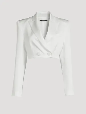 Parker Cropped Double-Breasted Satin Crêpe Blazer