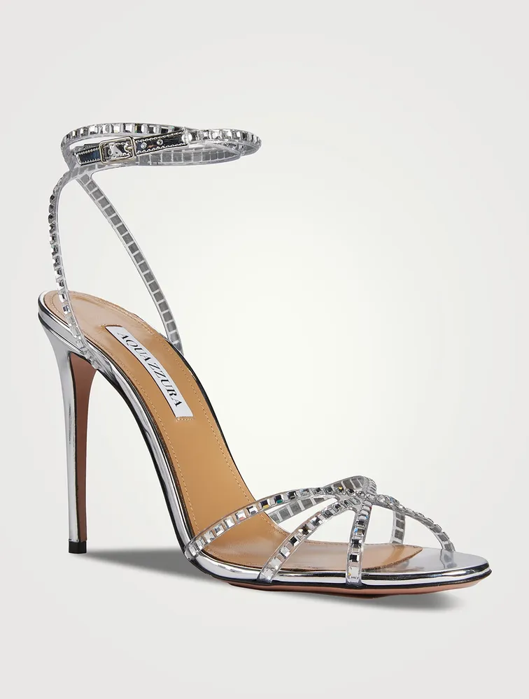 Dance Embellished Plexi And Leather Sandals