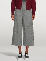 Sumire Cropped Wide-Leg Jeans Stripe Print