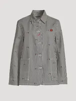 Workwear Denim Jacket Stripe Print