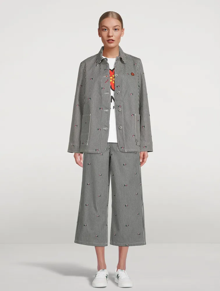 Workwear Denim Jacket Stripe Print
