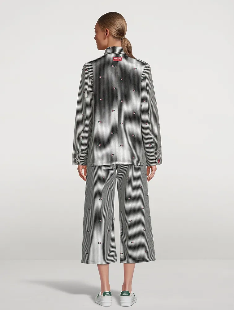 Workwear Denim Jacket Stripe Print