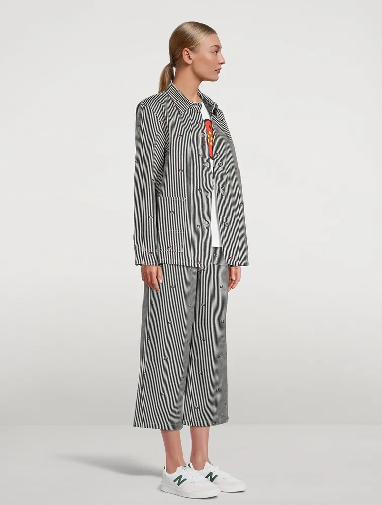 Workwear Denim Jacket Stripe Print