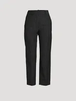 Cropped Wool Trousers Stripe Print