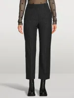 Cropped Wool Trousers Stripe Print