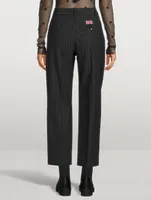 Cropped Wool Trousers Stripe Print
